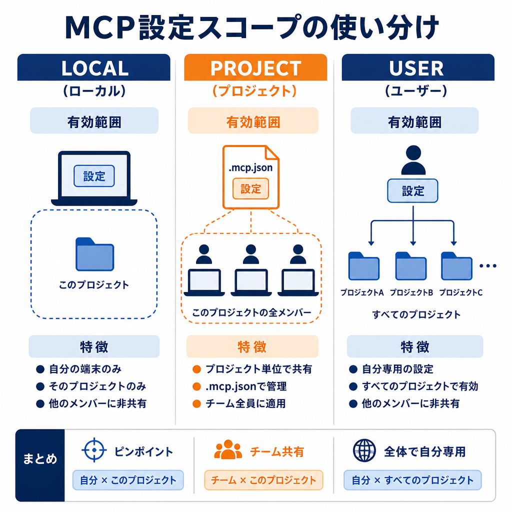 設定スコープの使い分け。有効範囲が「誰に」「どこまで」効くかで決まる